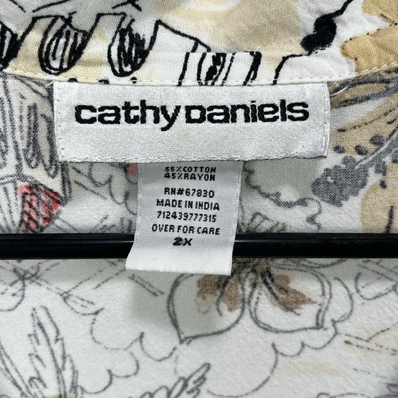 Cathy Daniels Floral Village Blouse Henley Button Down Short Sleeve Size 2X - Picture 3 of 9
